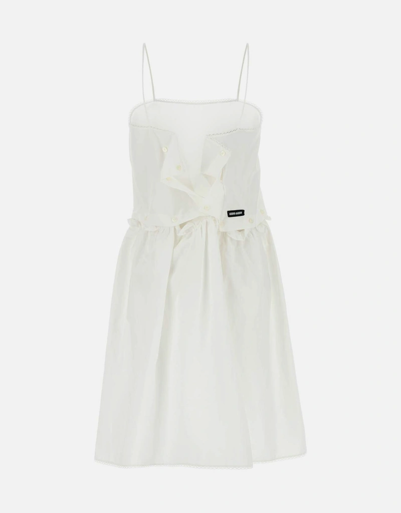 Miu Miu Slubbed Poplin Dress, Woman, White, Size 42 Miu Miu Slubbed Poplin Dress, Woman, White, Size 42
