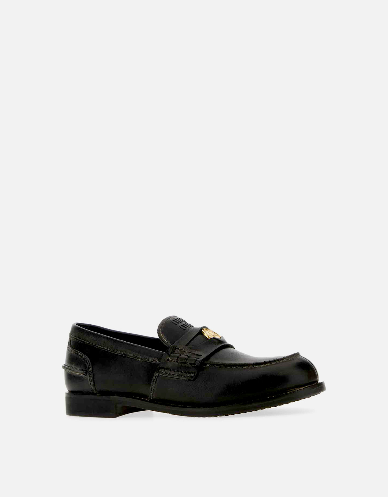 Miu Miu ブラックレザーのローファー () IFCHIC.COM
