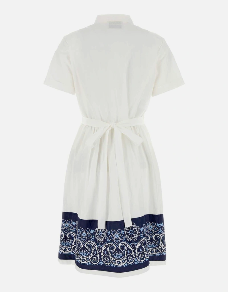 Miu Miu Slubbed Cotton Linen Print Flared Dress (All New In) IFCHIC.COM