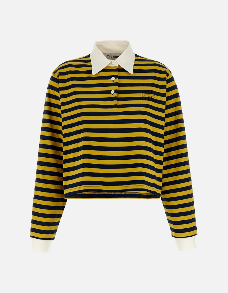 Miu Miu コットン ストライプ ポロシャツ (すべての新品) IFCHIC.COM