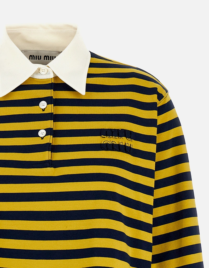 Miu Miu コットン ストライプ ポロシャツ (すべての新品) IFCHIC.COM