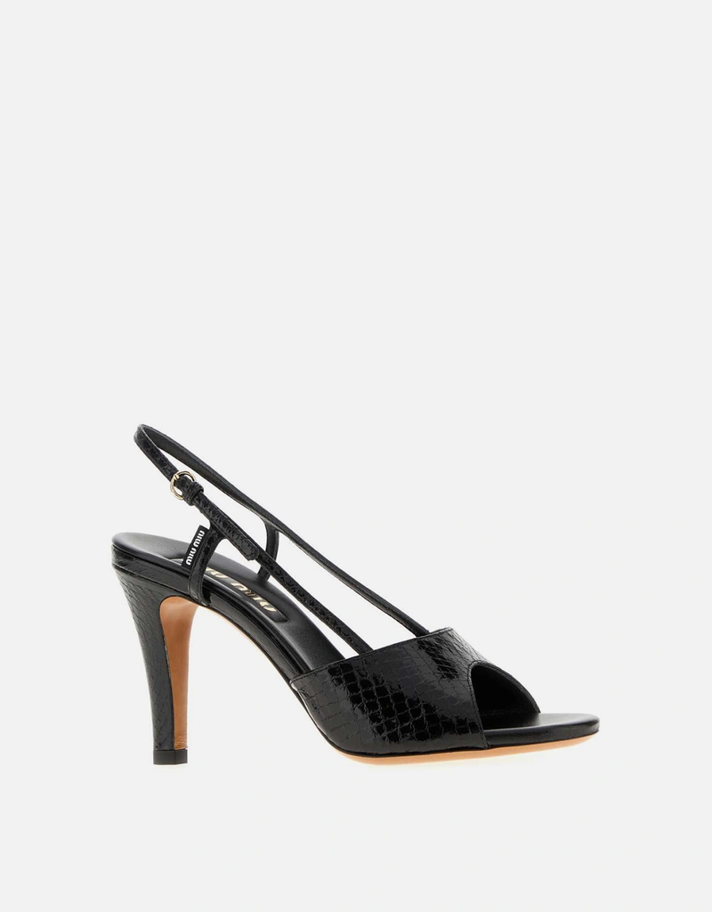 miu miu ブラック ハイヒールストラップサンダル Miu Miu エアーズレザー ハイヒールサンダル () IFCHIC.COM