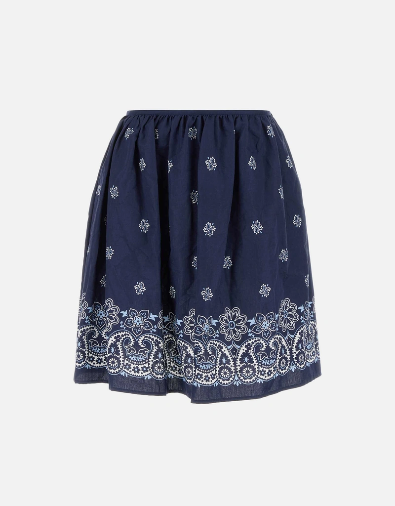 Miu Miu コットンリネン プリント ひざ丈スカート (すべての新品