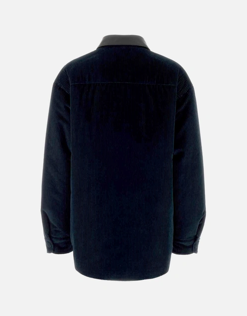 Corduroy And Nappa Leather Down Jacket