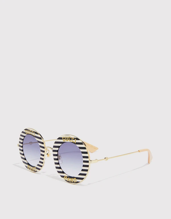 Gucci 條紋圓框太陽眼鏡