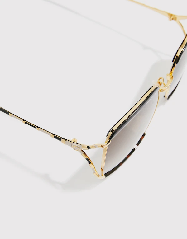 Gucci Striped Havana Square Sunglasses