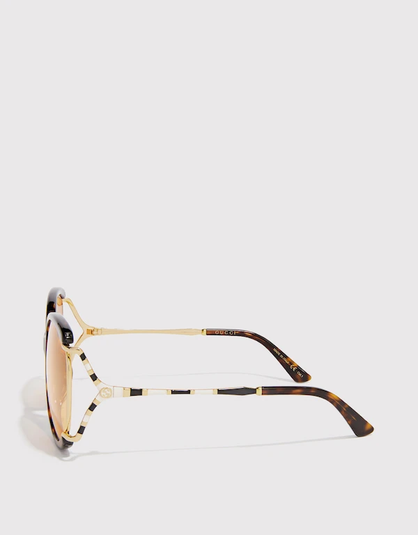 Gucci 琥珀紋圓框太陽眼鏡