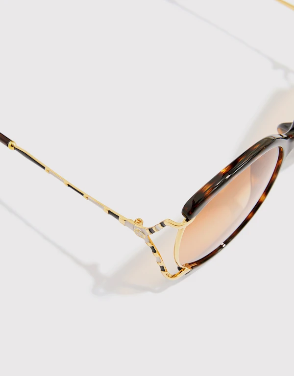 Gucci 琥珀紋圓框太陽眼鏡