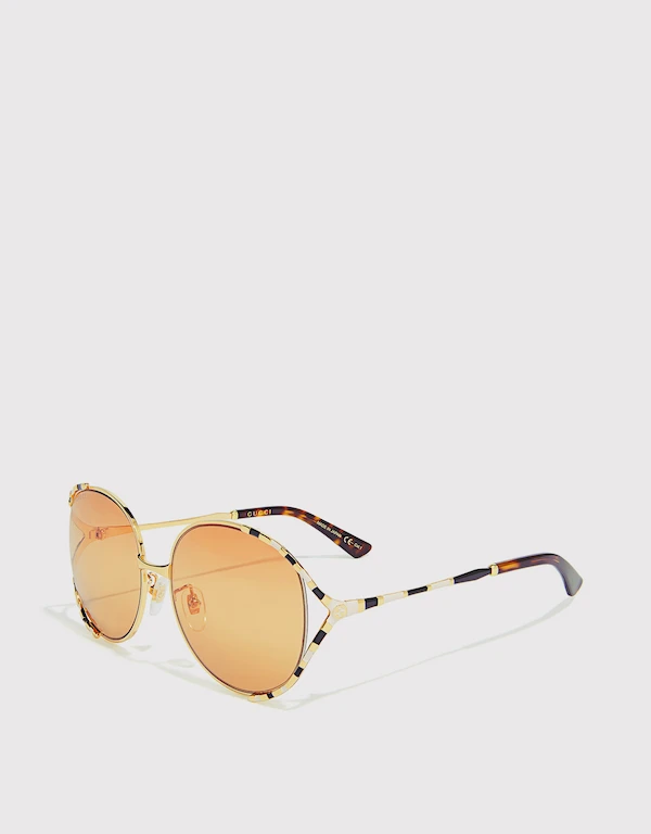 Gucci Striped Round Sunglasses