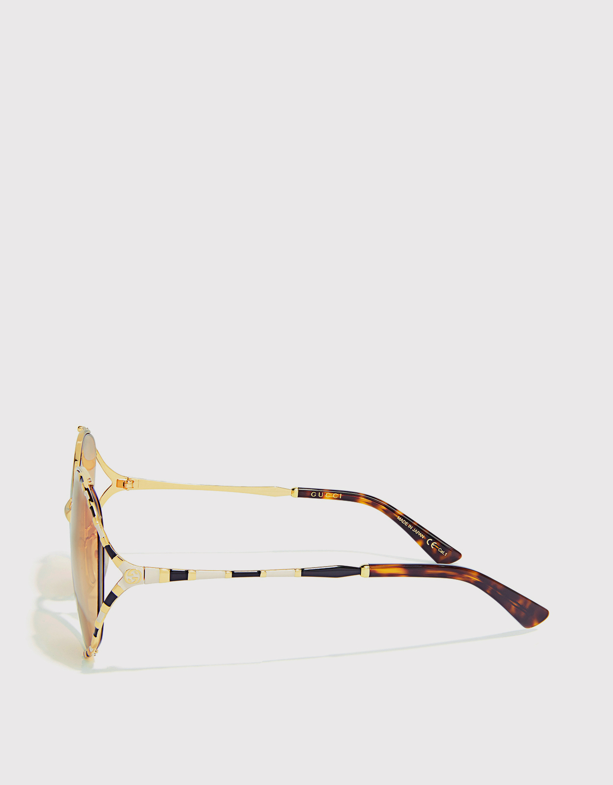 Gucci Striped Round サングラス (サングラス) IFCHIC.COM