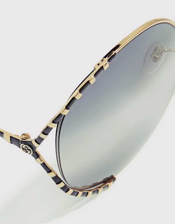 Gucci Striped Round Sunglasses