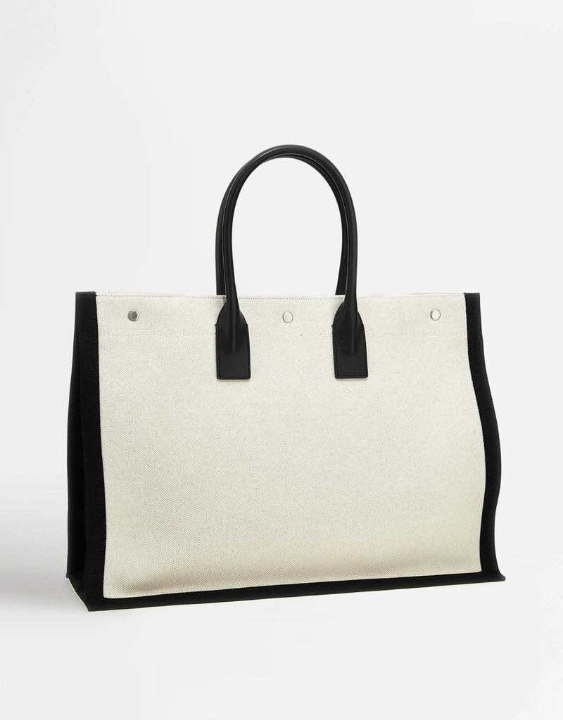 Saint Laurent Men's Rive Gauche Cotton Linen Large Handle Bag