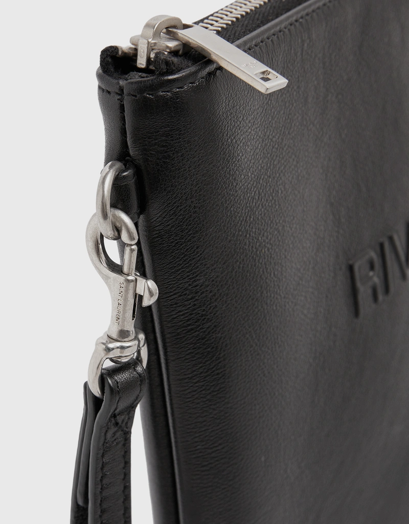 Saint Laurent メンズリヴゴーシュスムースレザージップポーチ 