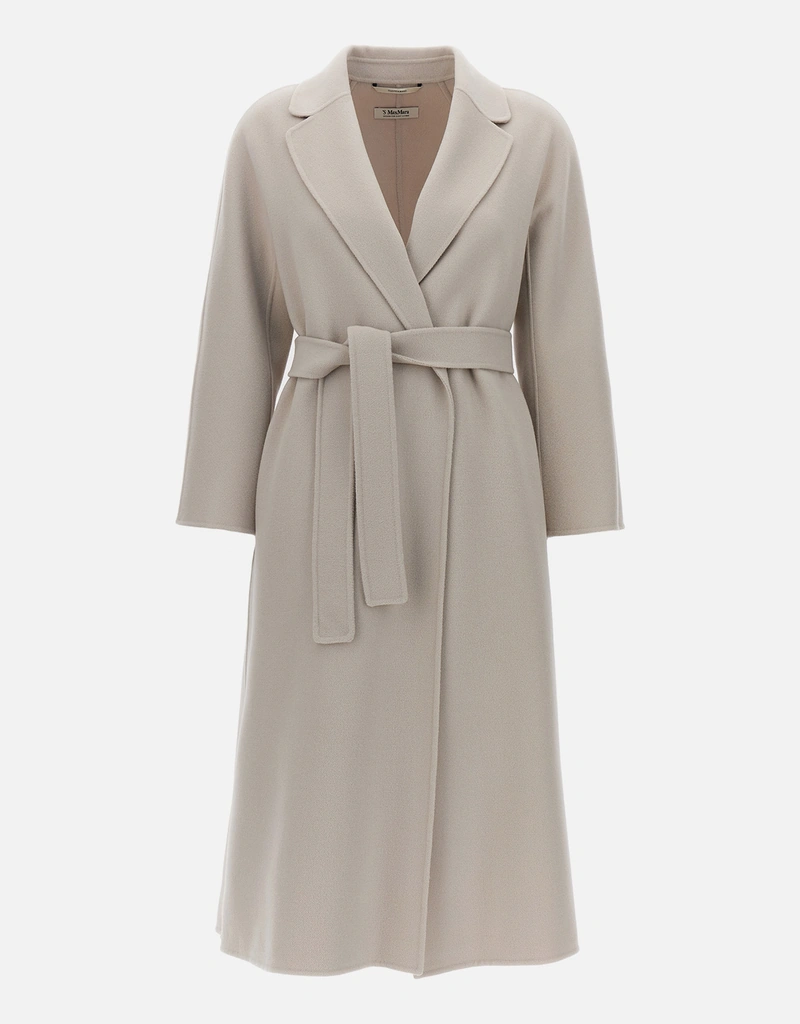 S Max Mara エストゥリアヴァージンウールベルト付きロングコート