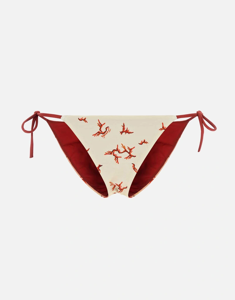 Fendi ホワイトストレッチナイロンコーラルプリントビキニボトム