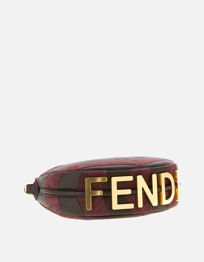 Fendi フェンディグラフィーミニレザー＆スエードクロスボディバッグ
