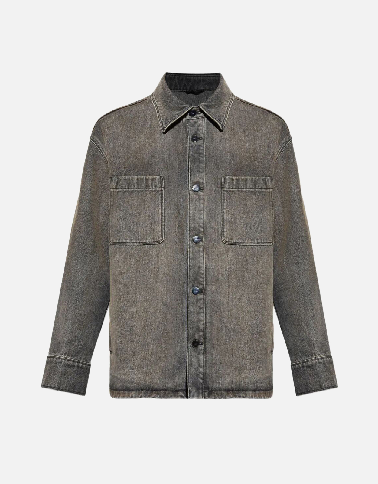 フェンディジーンズシャツ Fendi メンズマーブルオーバーダイコットンデニムシャツ (すべての新品