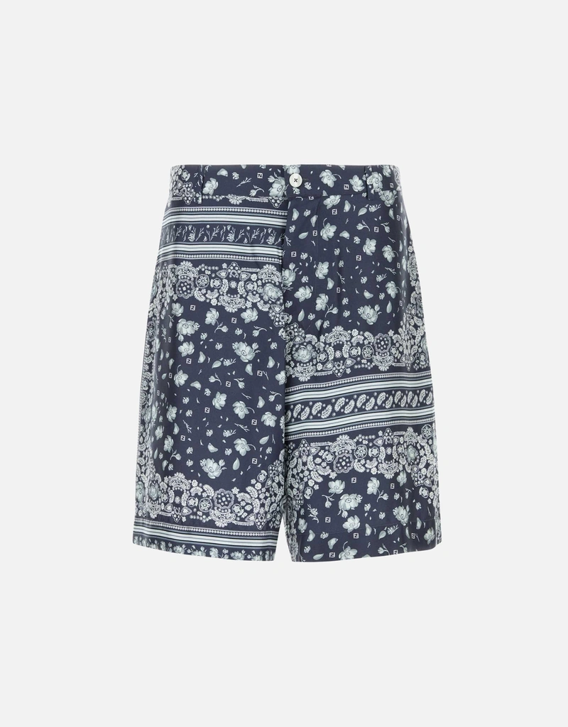 Fendi メンズ プリントシルクバミューダショーツ (すべての新品