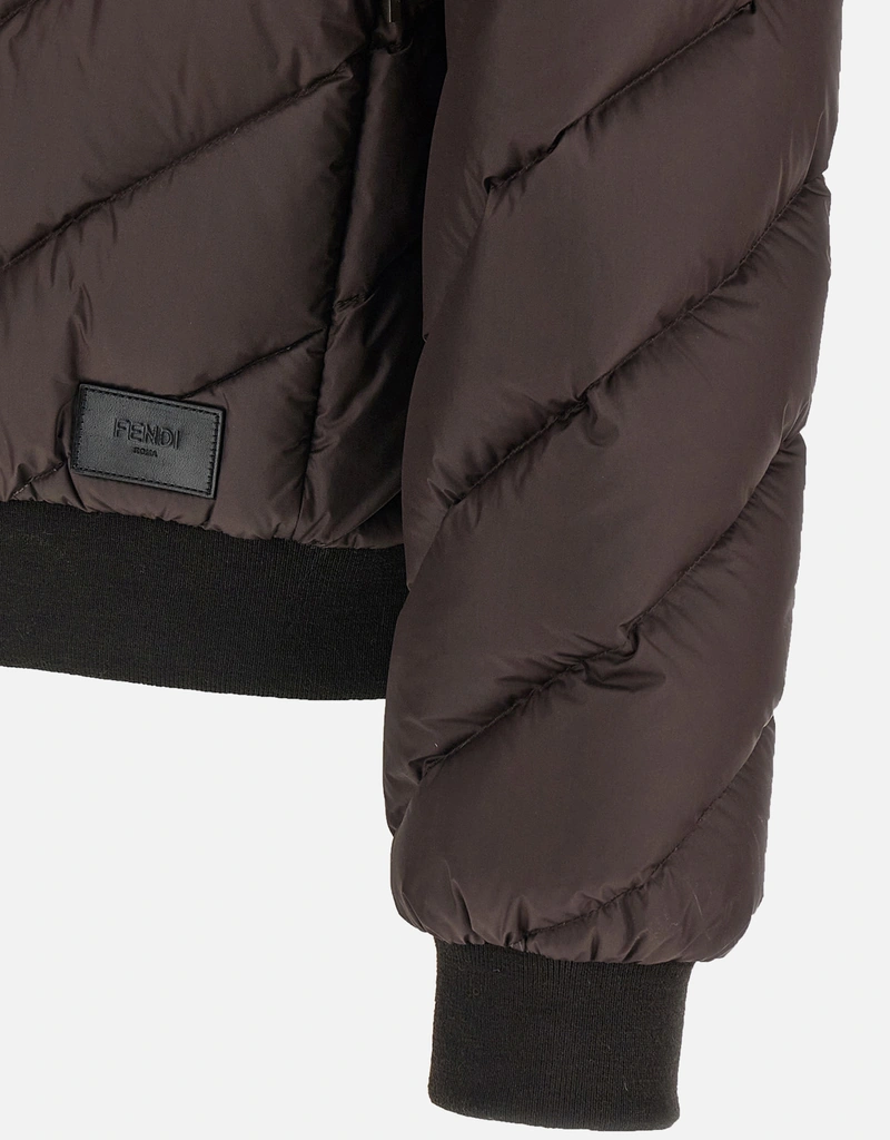 FENDI / PIUMINO LUNGO/ダウンジャケット/4A/ナイロン/NVY/JMA037 95R Fendi Men's Reversible Nylon Quilted Chevron Down Jacket (All New