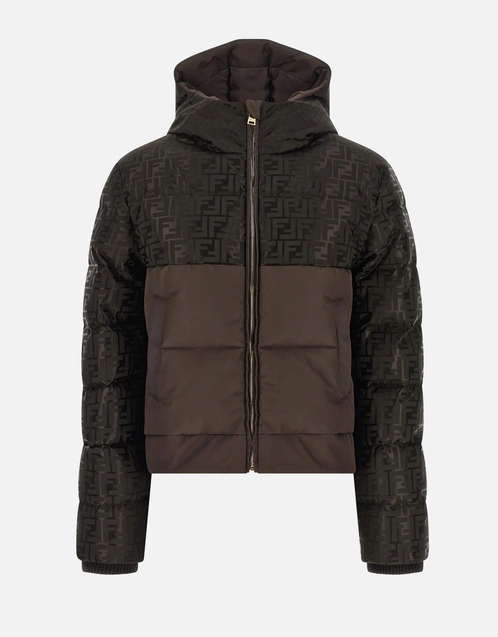 Brown FF Nylon Down Short Jacket