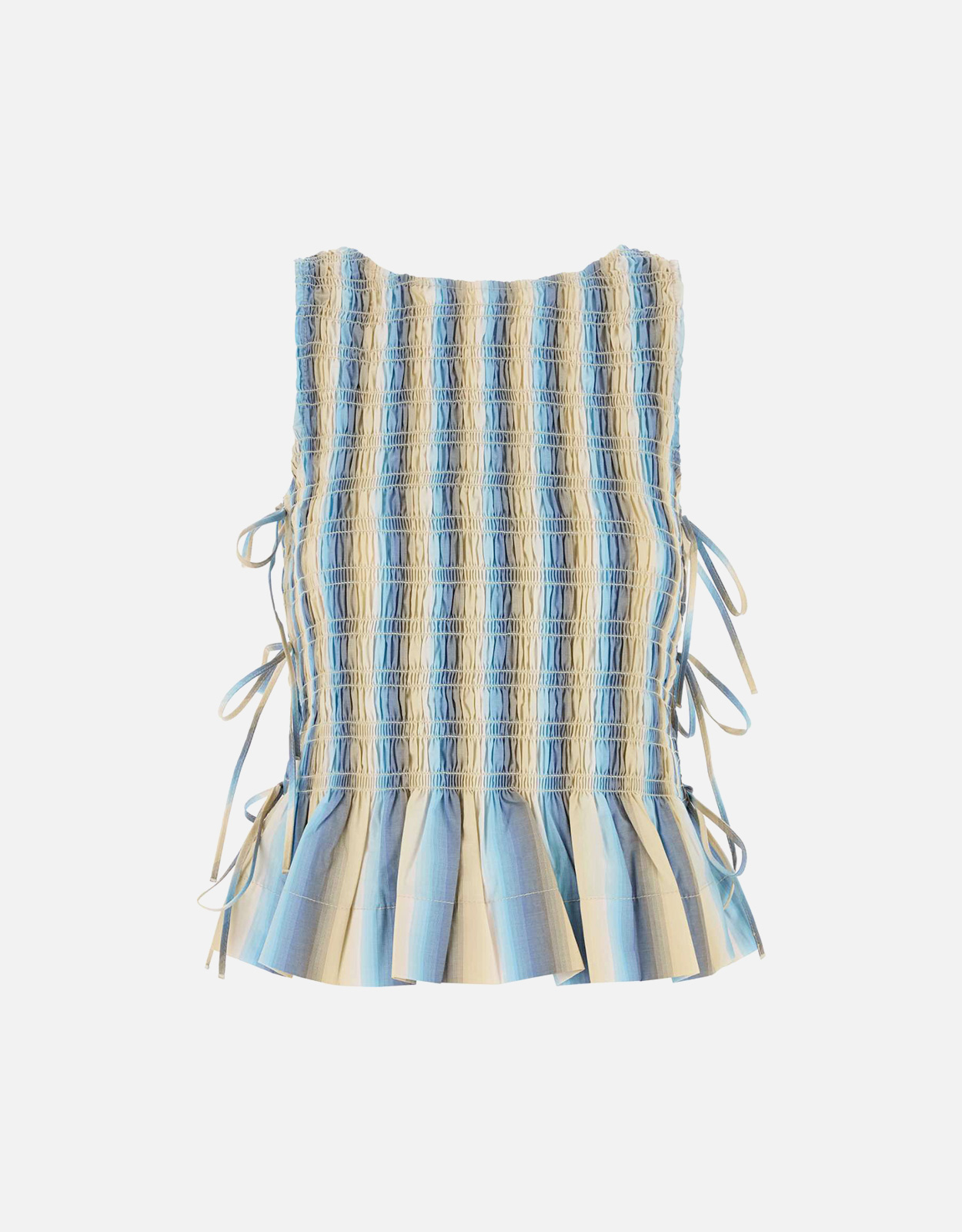 Ganni Cotton Ombre Striped Tie Top (All New In) IFCHIC.COM