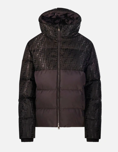 Brown FF Nylon Puffer Jacket
