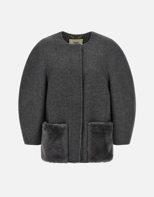 Fendi グレーウールコクーンショートジャケット (すべての新品) IFCHIC.COM