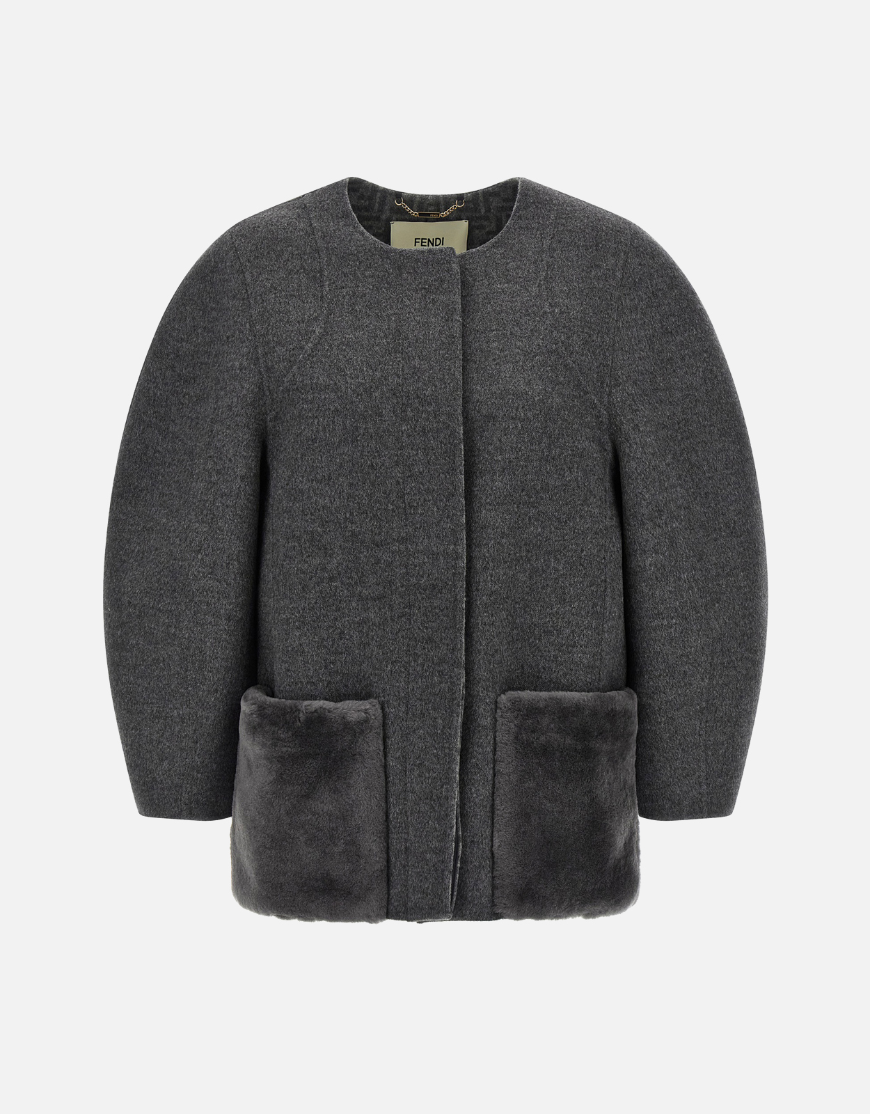 Fendi グレーウールコクーンショートジャケット (すべての新品) IFCHIC.COM