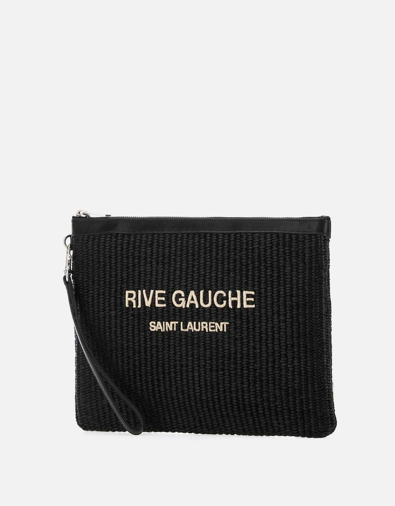 SAINT LAURENT PARIS サンローランパリクラッチバッグ ラフィア サンローランパリ Saint Laurent Paris クラッチバッグ ブラック