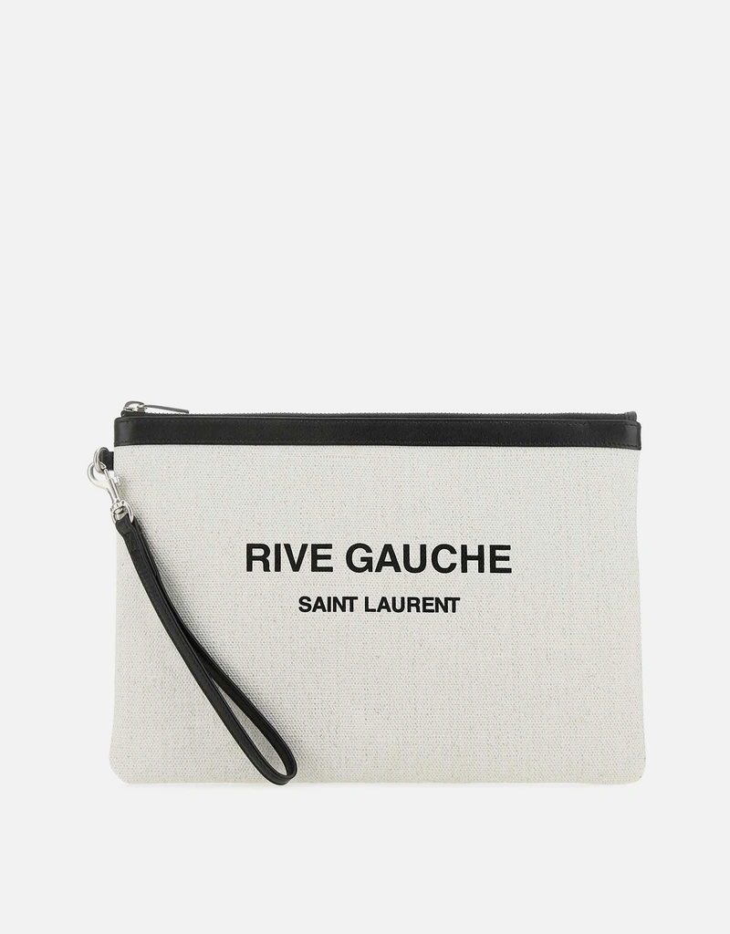 Saint Laurent メンズ サンドキャンバス リヴゴーシュ クラッチ