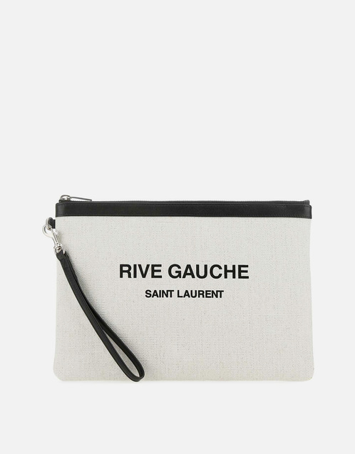 Saint Laurent メンズ サンドキャンバス リヴゴーシュ クラッチ