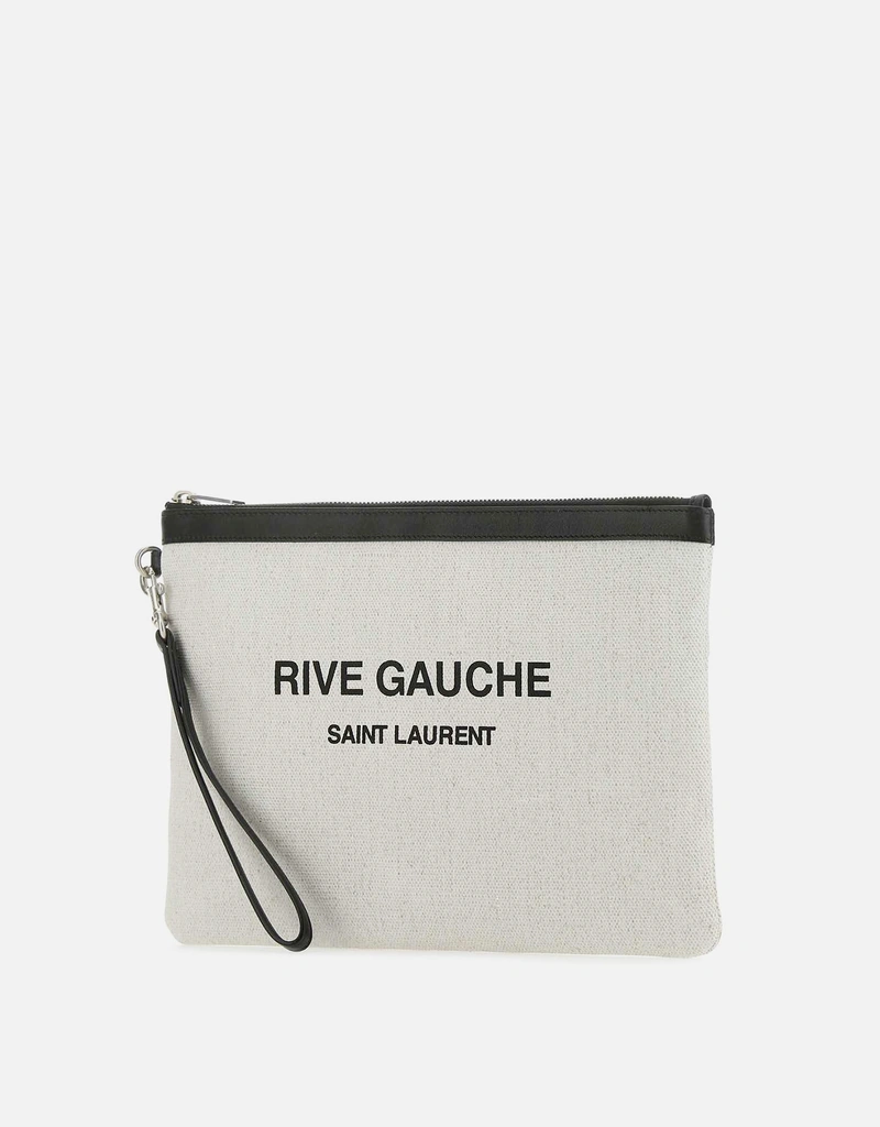 Saint Laurent メンズ サンドキャンバス リヴゴーシュ クラッチ