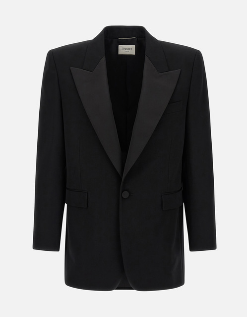 Saint Laurent メンズ グレンデュポールウール タキシードジャケット