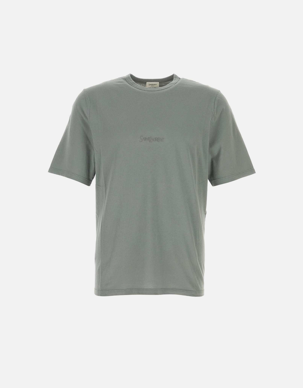 Saint Laurent メンズセージグリーンコットンTシャツ (すべての新品