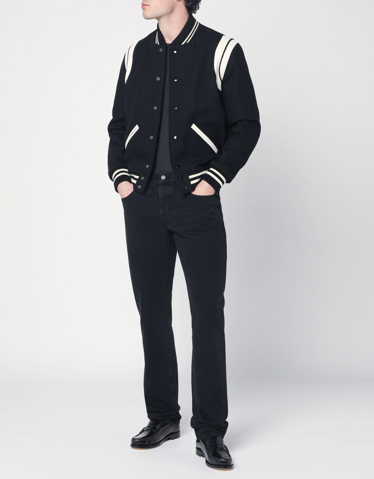 Saint Laurent メンズ スリムジーンズ コットン カーボンブラック