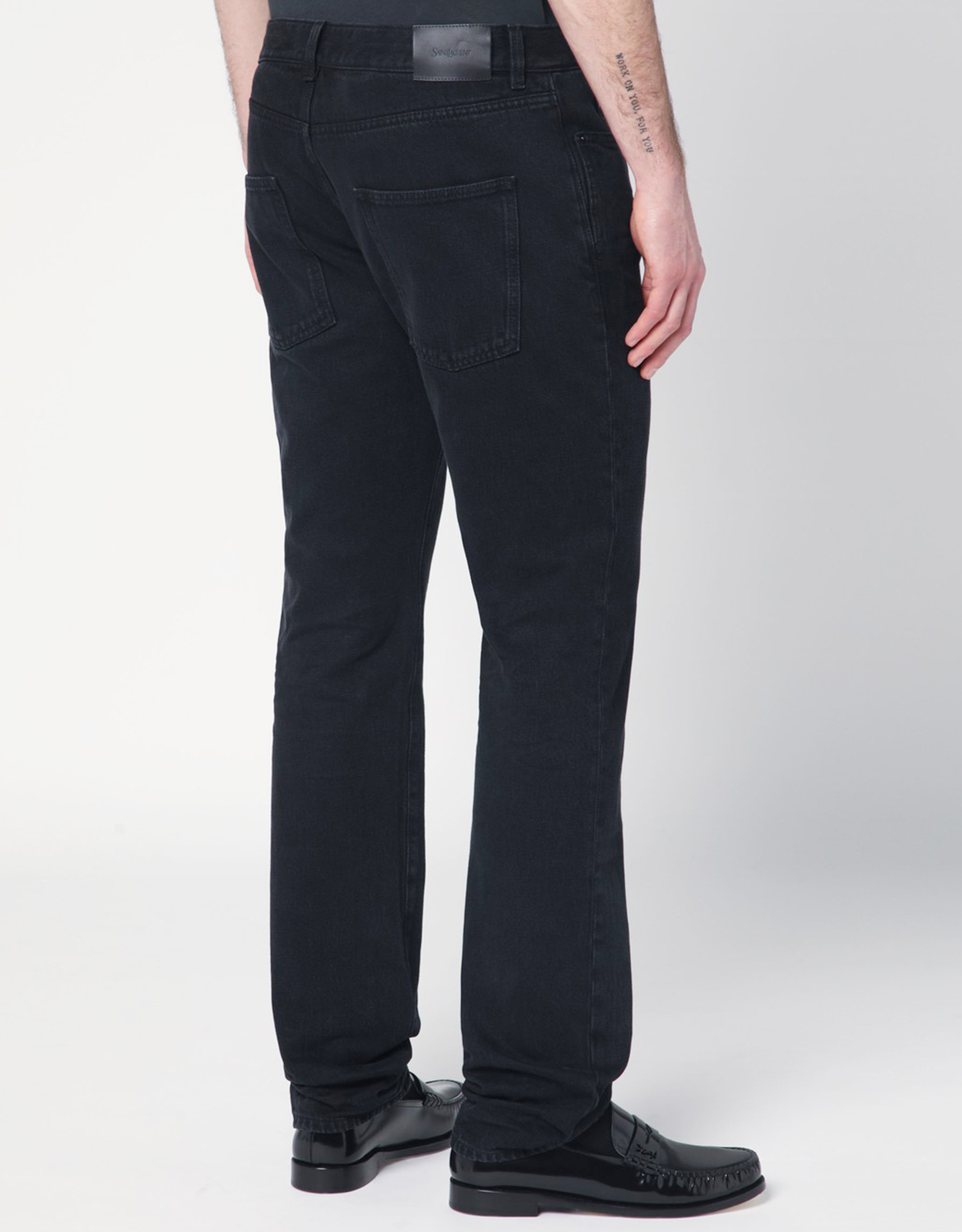 Saint Laurent メンズ スリムジーンズ コットン カーボンブラック