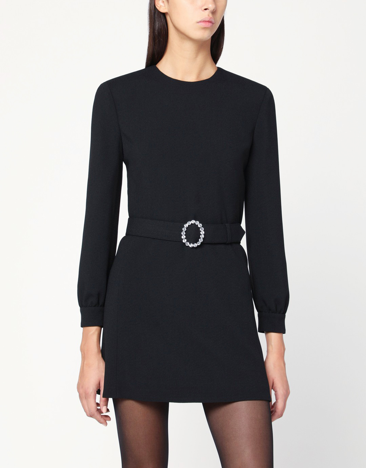 saint laurent black mini dress Saint Laurent Buttoned Long-Sleeve Knit Mini Dress, Noir, Women's, XS, Casual & Work Dresses Knit Dresses