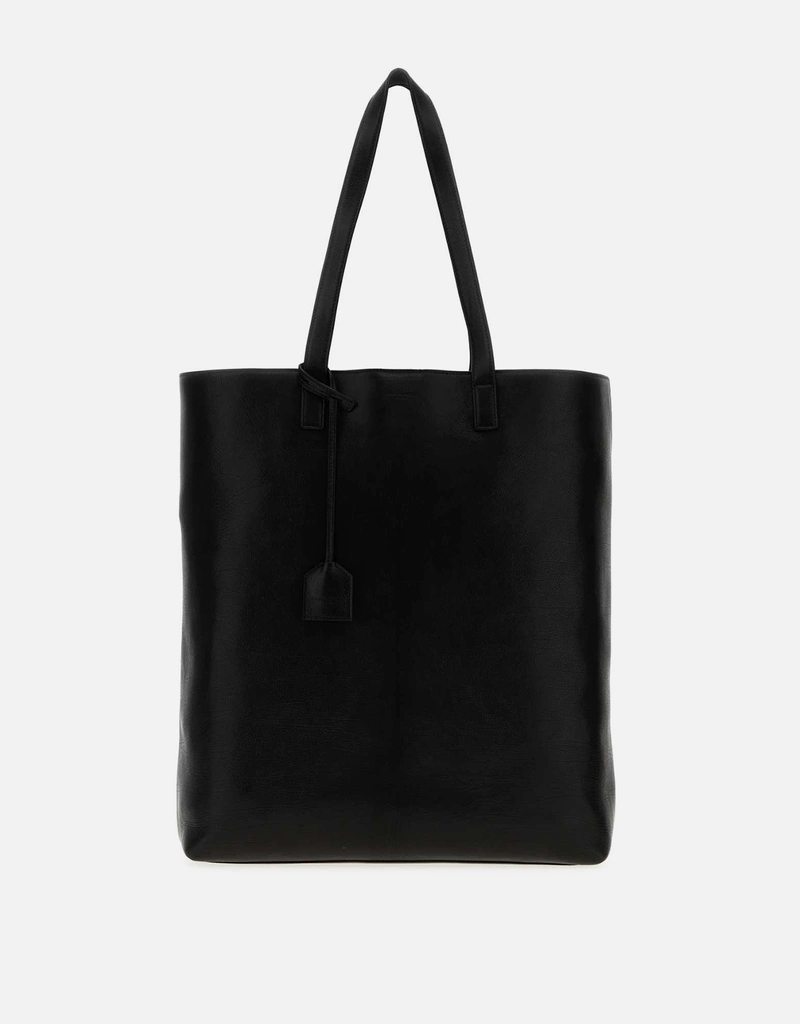 Saint Laurent メンズブラックペブルレザーショッピングバッグ