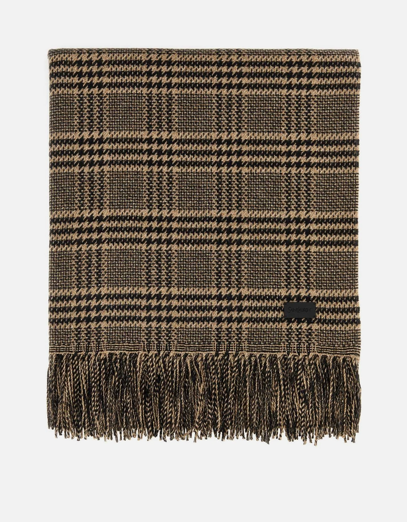 Saint Laurent シルクカシミアグレンチェック刺繍スカーフ () IFCHIC.COM
