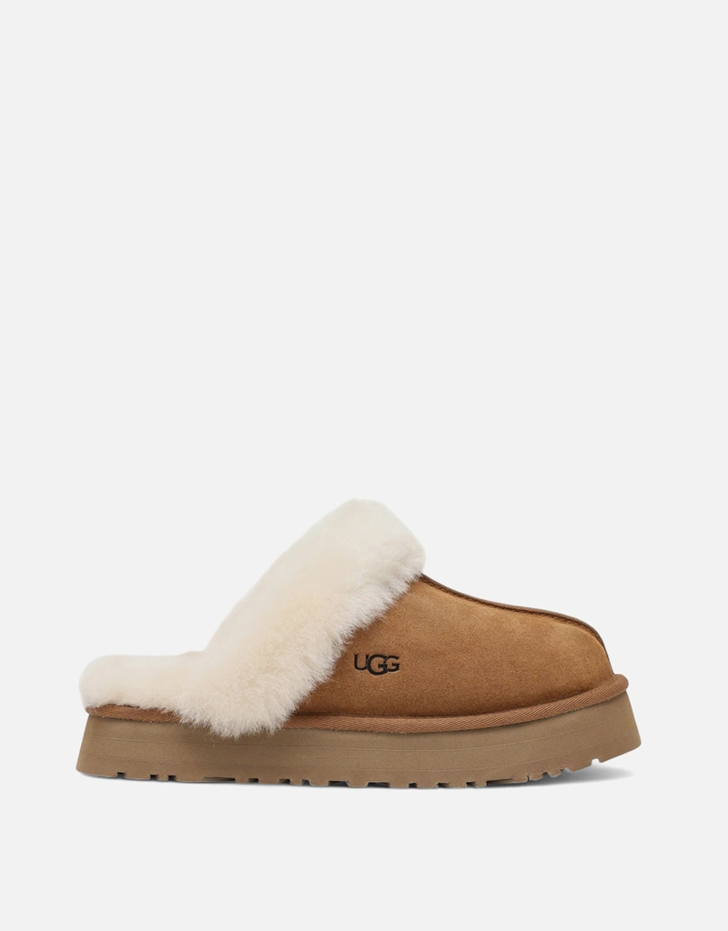 Ugg ディスケットスエードシープスキンプラットフォームスリッパ