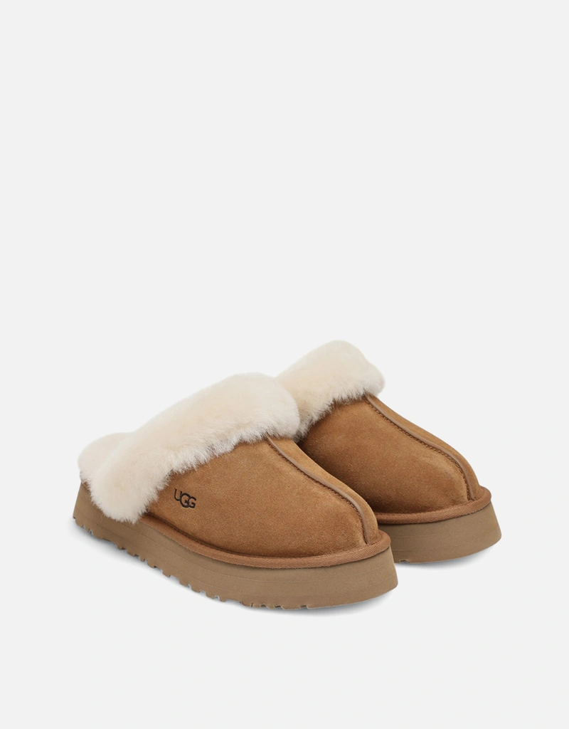 Ugg ディスケットスエードシープスキンプラットフォームスリッパ