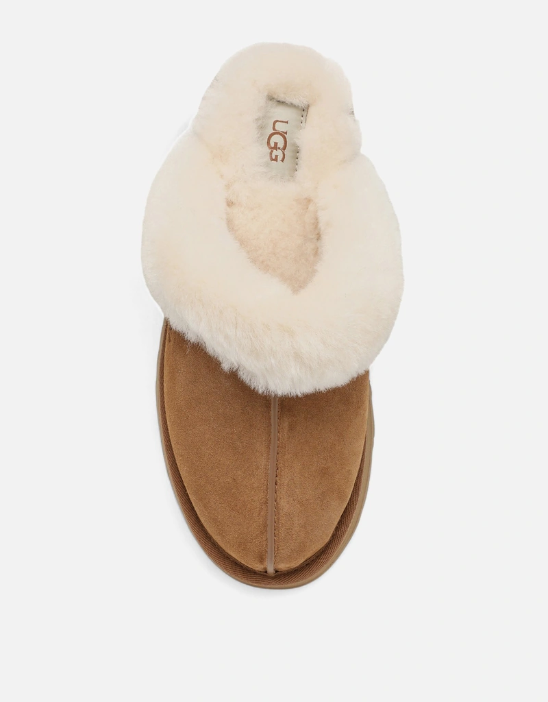 Ugg ディスケットスエードシープスキンプラットフォームスリッパ