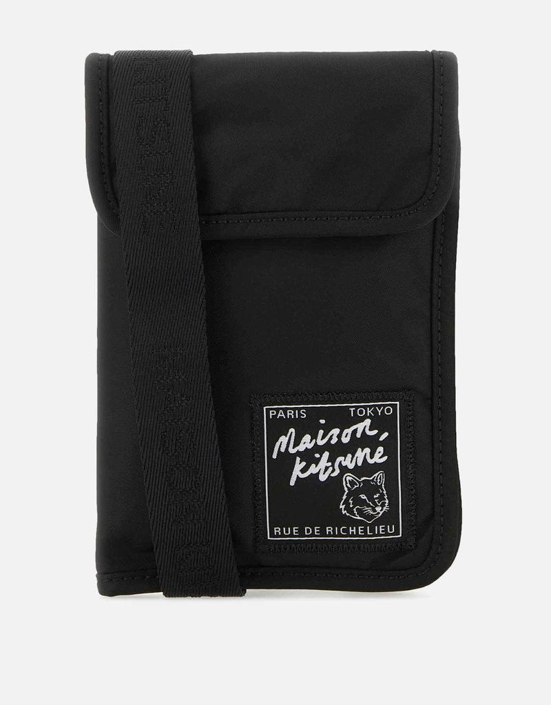 Maison Kitsuné メンズ ブラックナイロンフォンケース () IFCHIC.COM