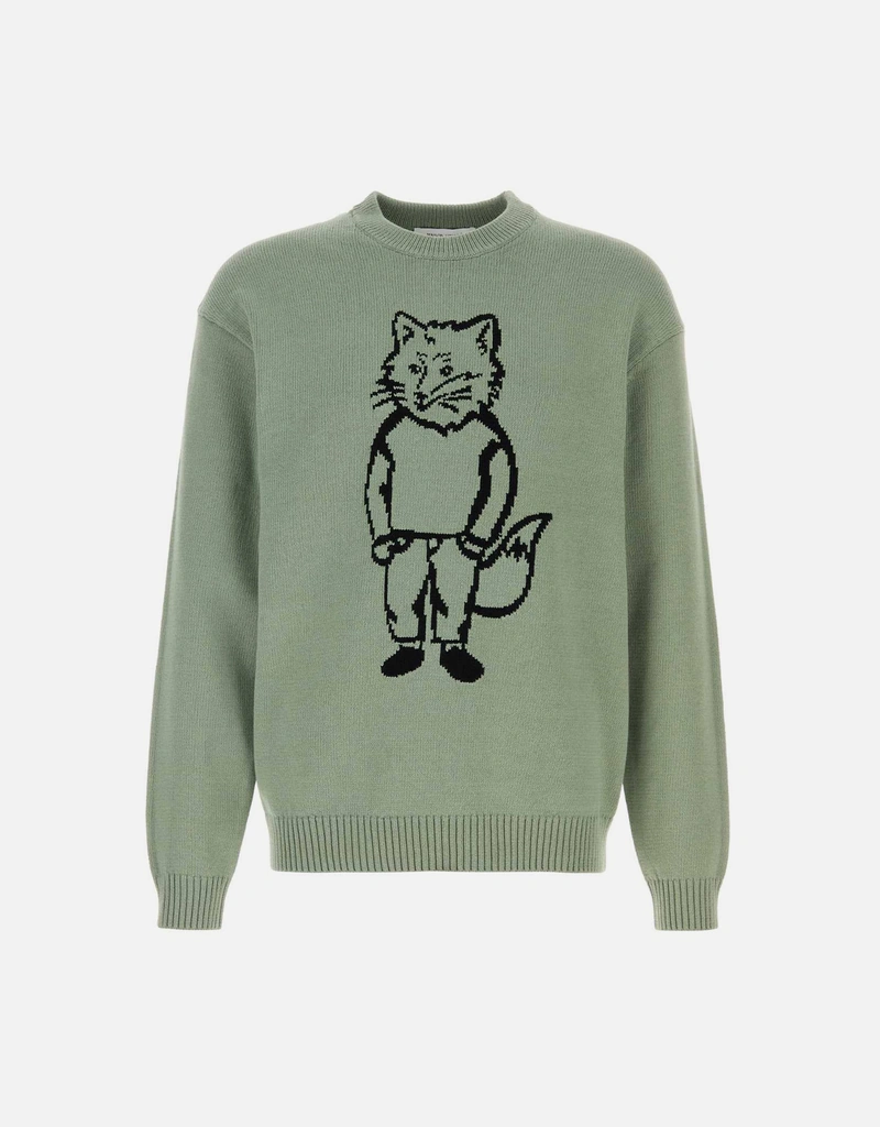 Maison Kitsuné メンズコットン混紡キツネ刺繍セーター (すべての新品