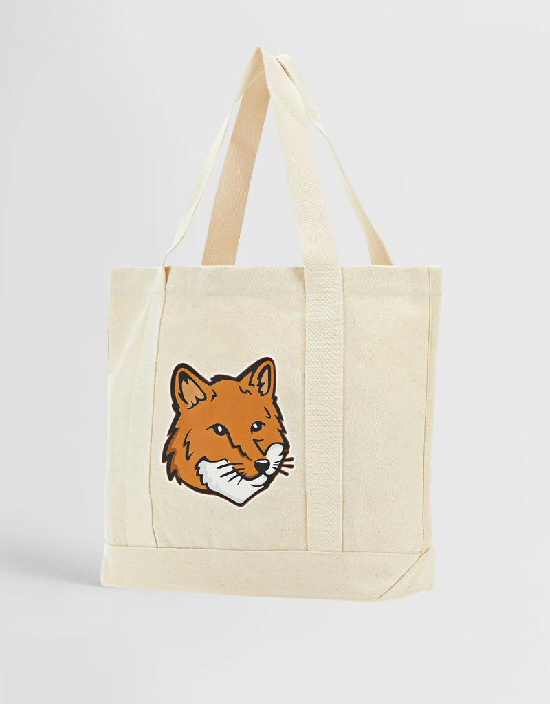 Maison Kitsuné Fox Head Canvas Tote Bag (Tote Bags) IFCHIC.COM