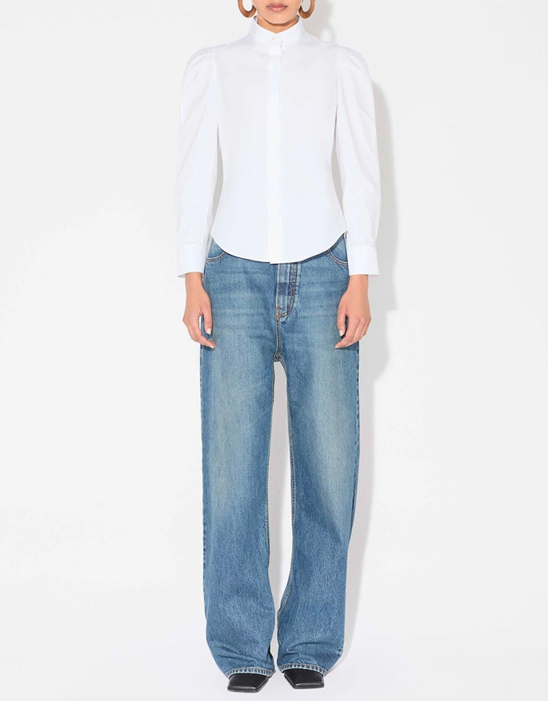 ALAÏA ブルーローウエストデニムパンツ (デニム単品,ジーンズ) IFCHIC.COM