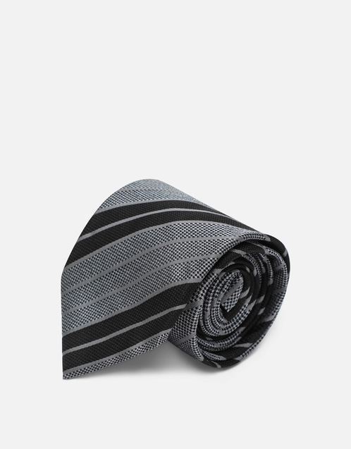 Saint Laurent ブラックグレーストライプシルクタイ (すべての新品