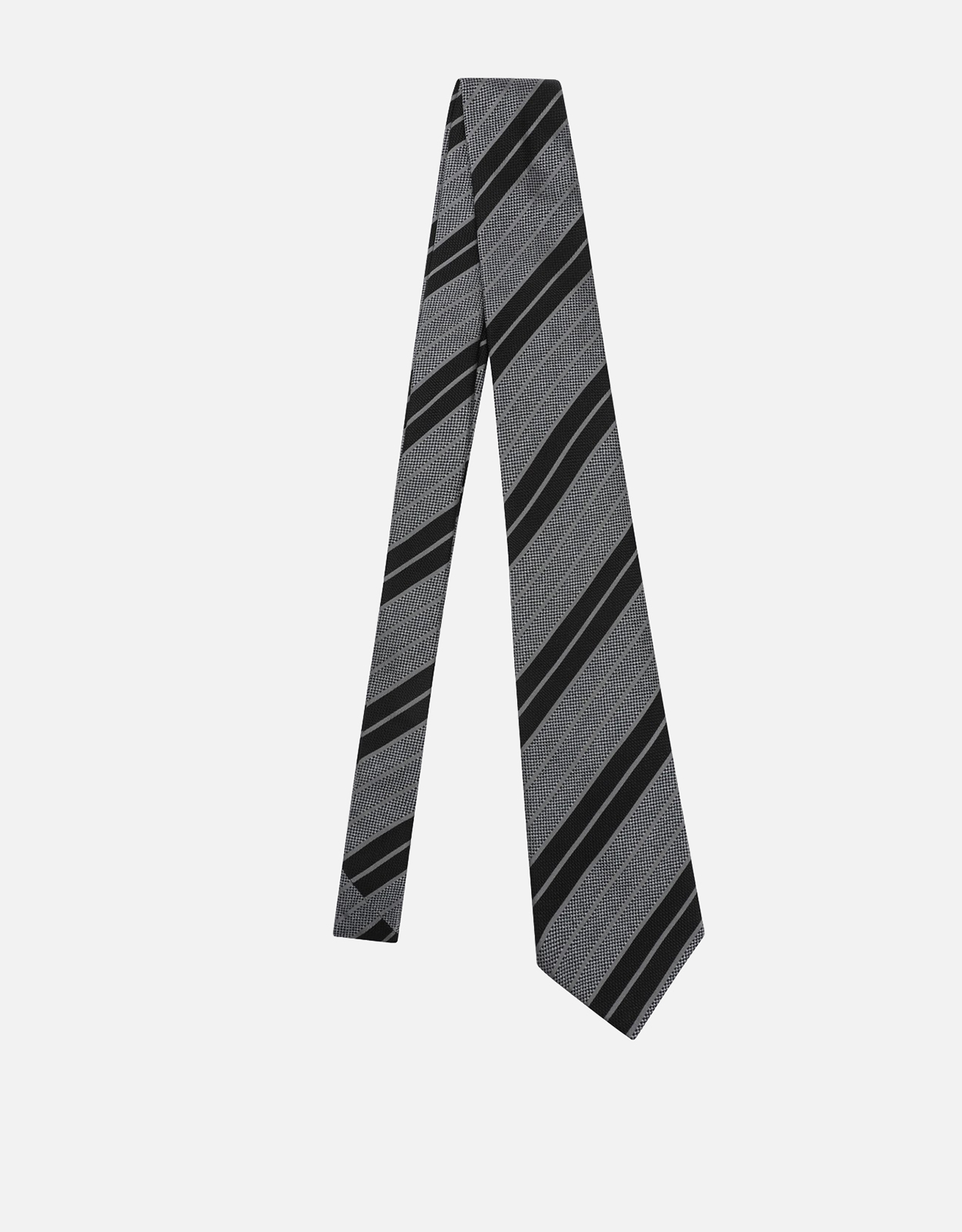 Saint Laurent ブラックグレーストライプシルクタイ (すべての新品