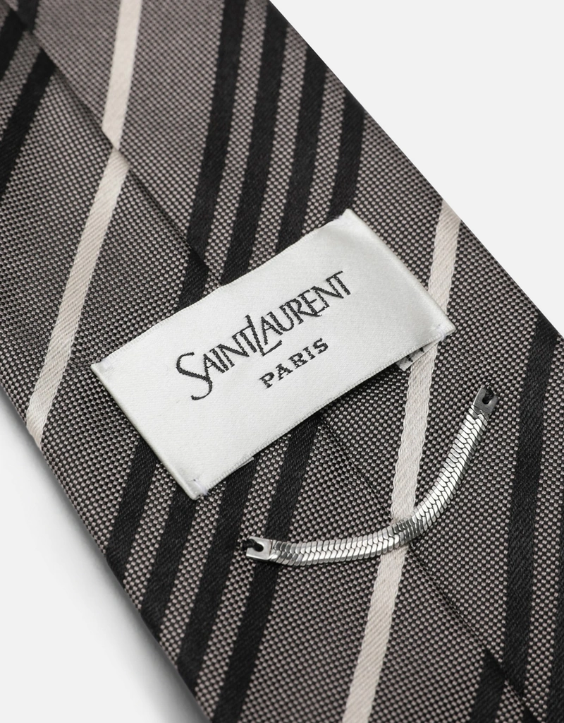 Saint Laurent メンズストライプワイドシルクタイ (アクセサリ