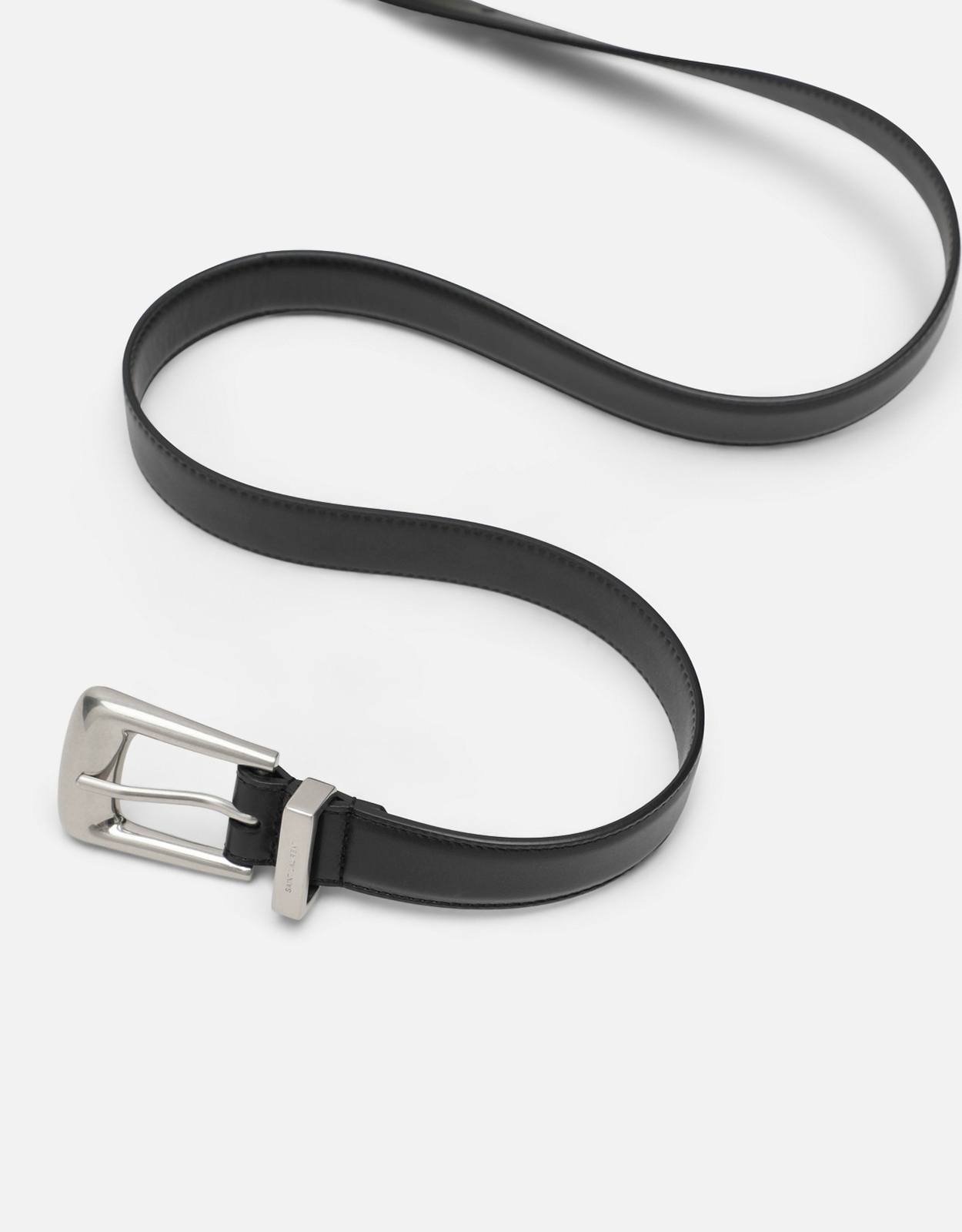 Saint Laurent メンズスムースカーフスキンレザーベルト (アクセサリ